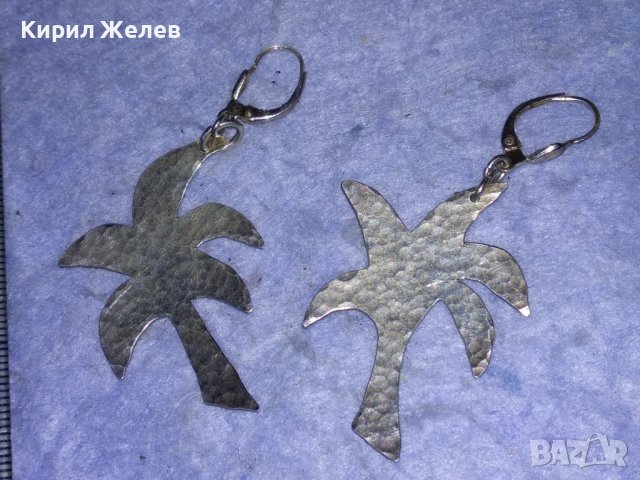 СРЕБЪРНИ ПАЛМИ ФИГУРАЛНИ СРЕБЪРНИ ОБЕЦИ КОВАНО СРЕБРО 925 МАЙСТОРСКА АРТ ДИЗАЙН ИЗРАБОТКА 29780, снимка 3 - Обеци - 40574545