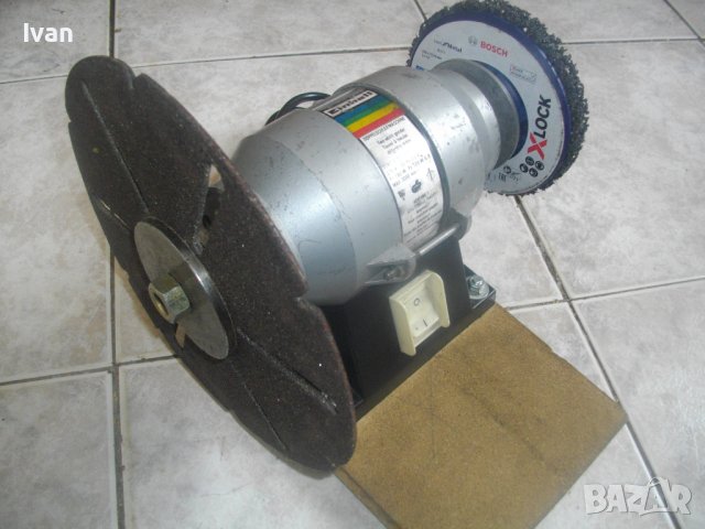 Немски Ел.Шмиргел Einhell-3000 об/мин-180W/120W-Старо Качество-Почти Нов-С Дървена Основа-Отличен, снимка 3 - Други инструменти - 41368474