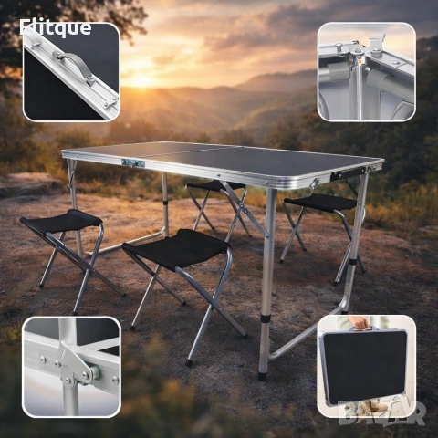 Мобилен комплект маса и 4 стола – практично решение за всяко пътуване и открито пространство, снимка 6 - Маси - 53264433