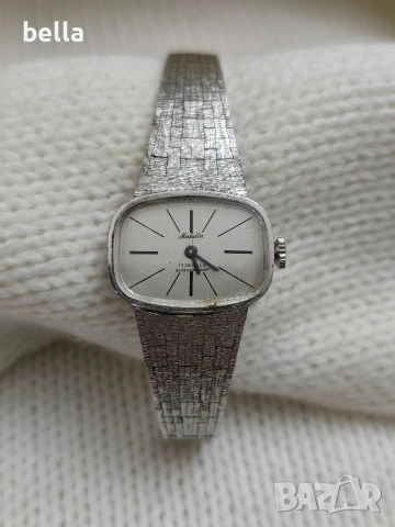 Сребърен елегантен механичен дамски часовник Medalia 17 камъка,проба сребро 835 , снимка 2 - Антикварни и старинни предмети - 53148321