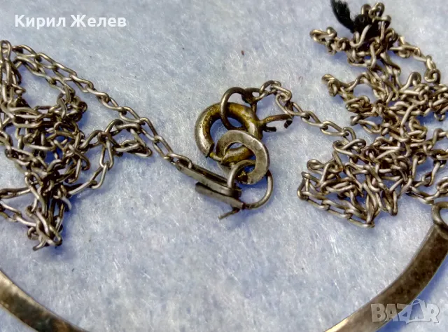 СТАРО АР НУВО СРЕБЪРНО КОЛИЕ СРЕБРО 925 с ЛУНЕН КАМЪК и НУЖДА от ЛЕКА РЕСТАВРАЦИЯ на ВЕРИЖКАТА 32032, снимка 6 - Антикварни и старинни предмети - 50180638