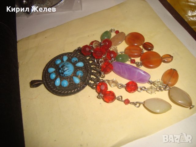 ПОСРЕБРЕН РАЗКОШЕН АРТ МЕДАЛЬОН БОГАТО УКРАСЕНО ФЕШЪН БИЖУ 21922, снимка 2 - Колиета, медальони, синджири - 33789708