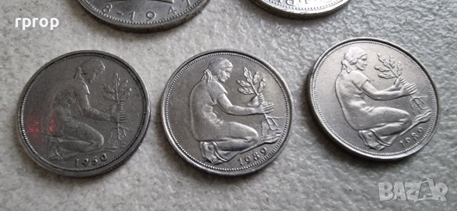 Монети . Германия.  1 , 2  дойче марки и  3 бройки по 50 пфенига., снимка 9 - Нумизматика и бонистика - 38325471