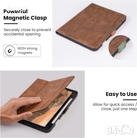 Ръчно изработен калъф AsileCuir за iPad Pro 13 инча M4 2024 A2925 A2926 A3007 с джоб, снимка 7 - Калъфи, кейсове - 51104794