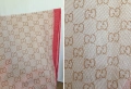 Нов Дамски Шал Gucci Прозрачен Лого Гучи Бежов Червен Зелен, снимка 14