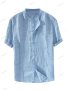Мъжка едноцветна памучна ленена ежедневна риза с къс ръкав, 5цвята , снимка 10