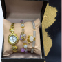 Нежен подаръчен комплект часовник с цирконии и два броя гривни, снимка 1 - Подаръци за жени - 44536160