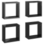 vidaXL Стенни кубични рафтове, 4 бр, черен гланц, 30x15x30 см(SKU:807020