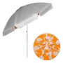 Плажен чадър, ветроустойчив, накланящ се, оранжев с шарка на листа UV ~50 - 2 м, снимка 1 - Други - 41360362