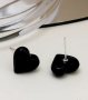 Сребърни обеци сърца,plein,black,колекция"Hearts"/нови, снимка 1 - Колиета, медальони, синджири - 40161954