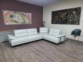 Перлено бял кожен ъглов диван "ARTEMIS" с електрически облегалки, снимка 1 - Дивани и мека мебел - 42541310