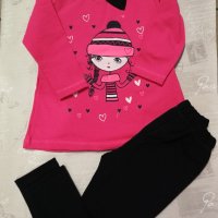 Мек ватиран комплект за момичета, лека вата, розов цвят  , снимка 1 - Детски комплекти - 39510343