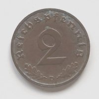 2 пфенинга 1937 D Германия, снимка 1 - Нумизматика и бонистика - 44303014