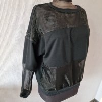 Блуза в черно с тюлен ръкав тип суитшърт-10,00лв., снимка 2 - Блузи с дълъг ръкав и пуловери - 42666625