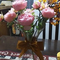 30 см розово копринено изкуствено цвете - божур, снимка 4 - Декорация за дома - 41115352