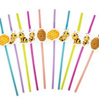 10 бр Пчела пчели пчелички парти сламки рожден ден, снимка 1 - Други - 40568839