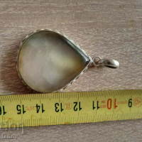 Голяма сребърна висулка с ахат, снимка 2 - Колиета, медальони, синджири - 44673625