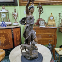 Уникална голяма антикварна френска авторска фигура статуетка , снимка 4 - Антикварни и старинни предмети - 44693387