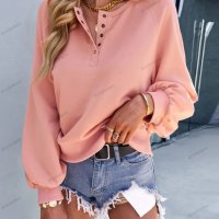Свободна едноцветна дамска блуза с обло деколте, 2цвята - 023, снимка 6 - Блузи с дълъг ръкав и пуловери - 39476902