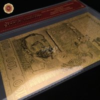 Позлатена 24К банкнота от 50 хиляди лева, снимка 4 - Нумизматика и бонистика - 40013389