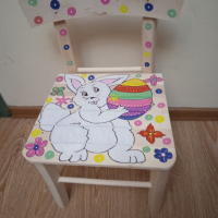 Рисувани дървени детски столчета, снимка 8 - Столове - 36334894