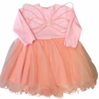 Красота в цвят праскова - рокля от рипс и тюл, снимка 3 - Бебешки рокли - 41832600