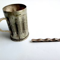 Стара сребърна щипка за пари и чаша от 19 век, снимка 4 - Други ценни предмети - 44742346