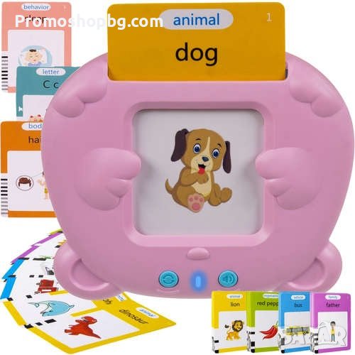 Самоучител по английски език за деца с 112 двустранни карти в син или розов цвят, снимка 1