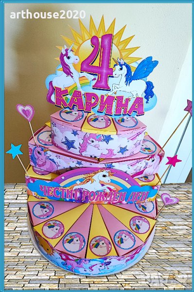 Картонена торта ЕДНОРОГ,покани за рожден ден,банери за стена и др., снимка 1
