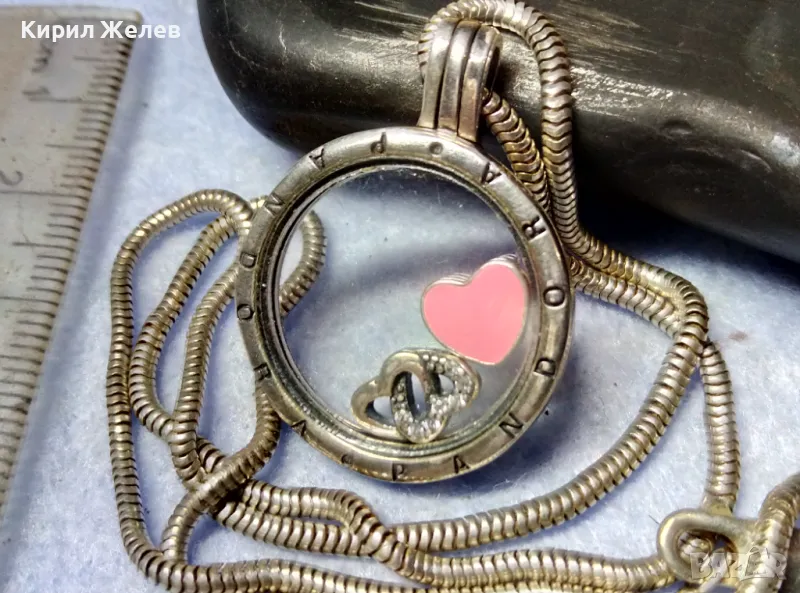 PANDORA Родиран СРЕБЪРЕН МЕДАЛЬОН ПАНДОРА ЦИРКОНИ ЕМАЙЛ и СТЪКЛО с СРЕБЪРНА ВЕРИЖКА СРЕБРО 925 26259, снимка 1