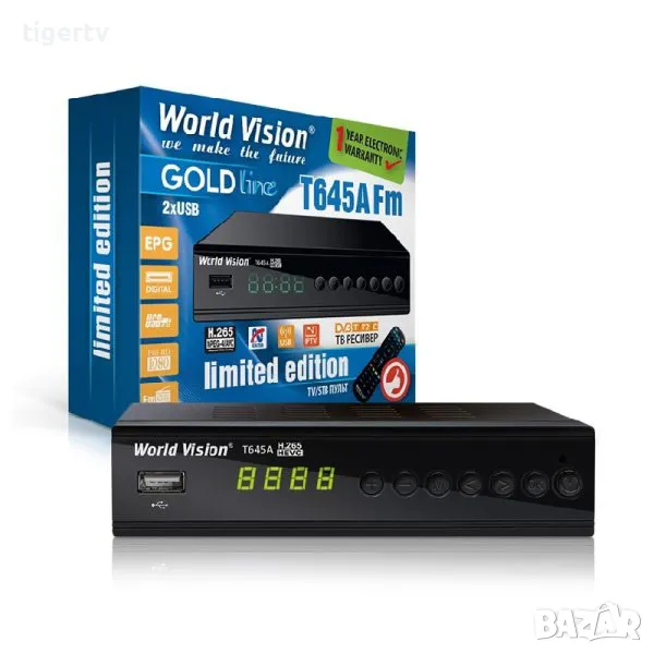 Приемник /декодер за цифрова ефирна кабелна телевизия World Vision T645A LAN FM H.265 HD, гаранция, снимка 1
