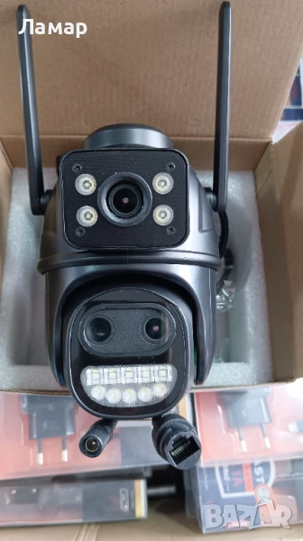 Двойна камера с двойна леща 8 zoom зум WiFi iCSee безжична камера 9MP, снимка 1