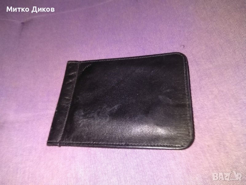 Ягуар марково калъвче естествена кожа за карти документи две прегради 110х80мм, снимка 1