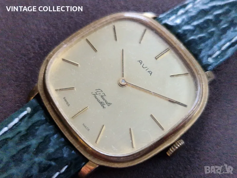 AVIA Швейцарски Мрханичен Чадовник SWISS MADE Позлатен 17 Jewels, снимка 1