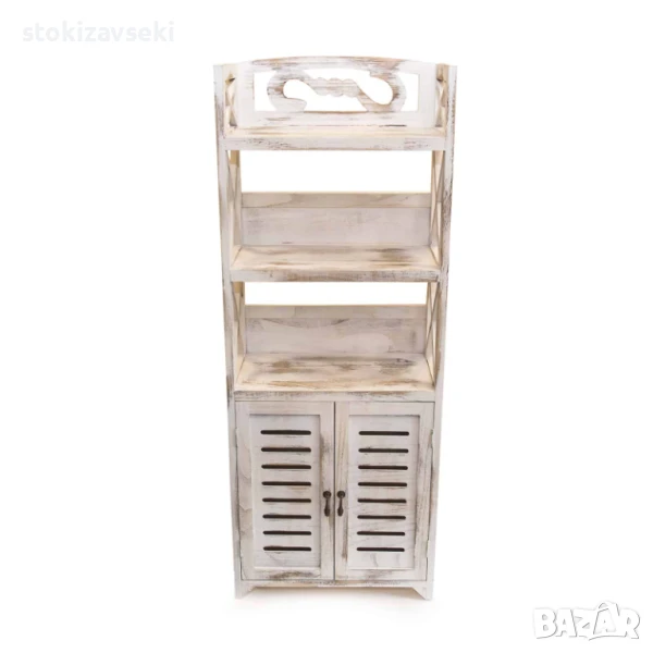 Шкаф от дърво в бял цвят, 46*25*118см, снимка 1