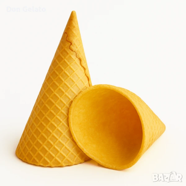 Захарни вафлени фунийки за сладолед ø75 h150 – голям корнет, снимка 1