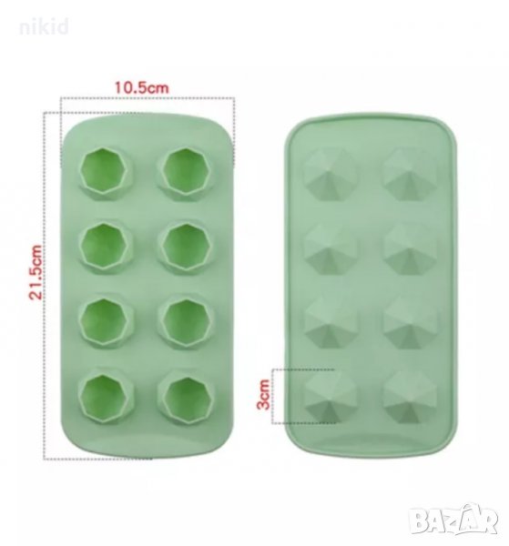 3d 8 диаманта диаманти кристали силиконов молд форма фондан шоколад гипс бонбони лед, снимка 1