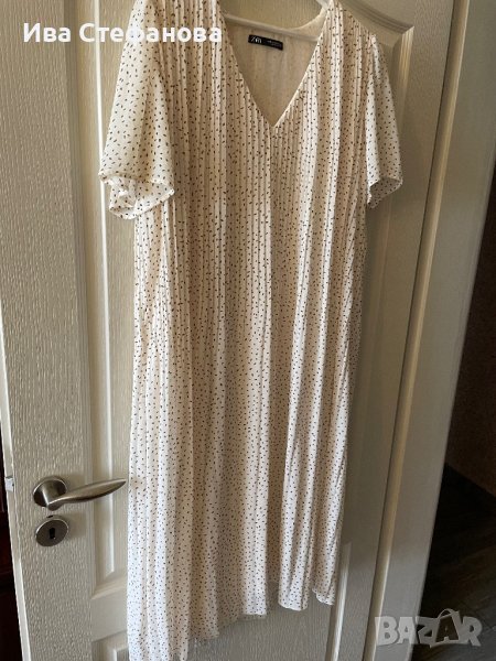 Елегантна нова романтична плисирана дълга нежна бяла рокля Zara , снимка 1