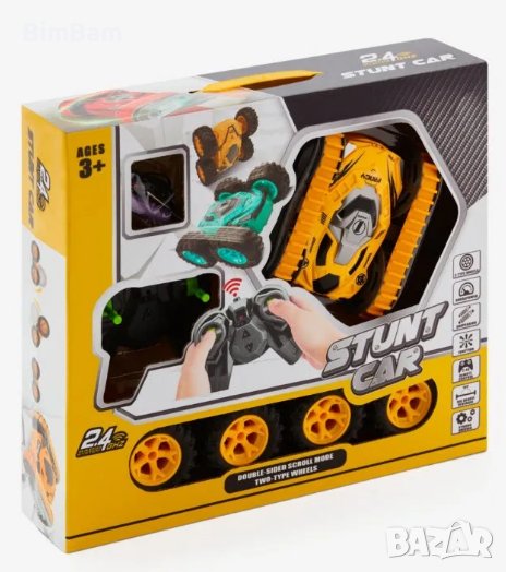 Каскадьорска двустранна кола с дистанционно управление / STUNT CARS /-360-градусово завъртане, снимка 1