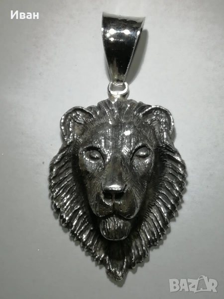 Сребърен медальон ЛЪВ , снимка 1