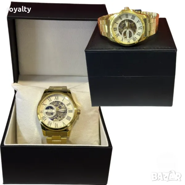 Елегантен и прецизен мъжки златист часовник LEIYI, снимка 1