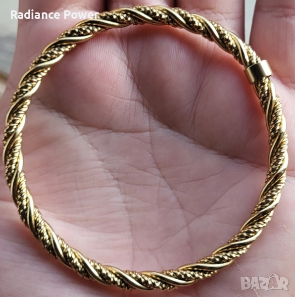 Гривна с плетка и 18К златно покритие , снимка 1