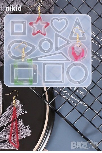 Геометрични Обеци висулки форми силиконов молд форма калъп смола бижу, снимка 1