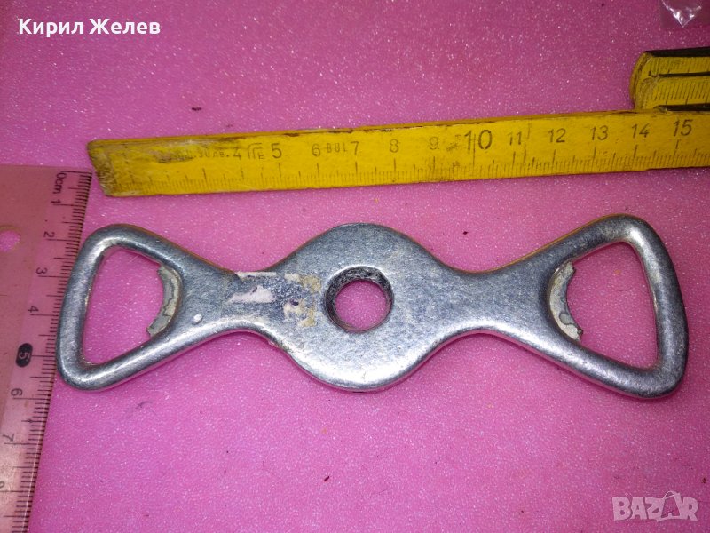 СТАРА МЕТАЛНА ОТВАРАЧКА / ЗАТВАРАЧКА от СОЦ ВРЕМЕ АЛУМИНИЙ За КОЛЕКЦИЯ / ПОЛЗВАНЕ 42961, снимка 1