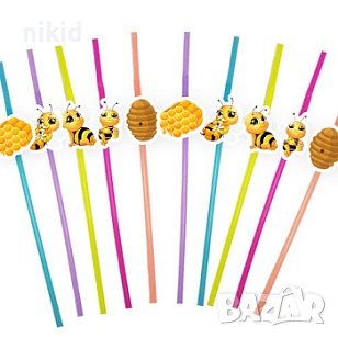 10 бр Пчела пчели пчелички парти сламки рожден ден, снимка 1