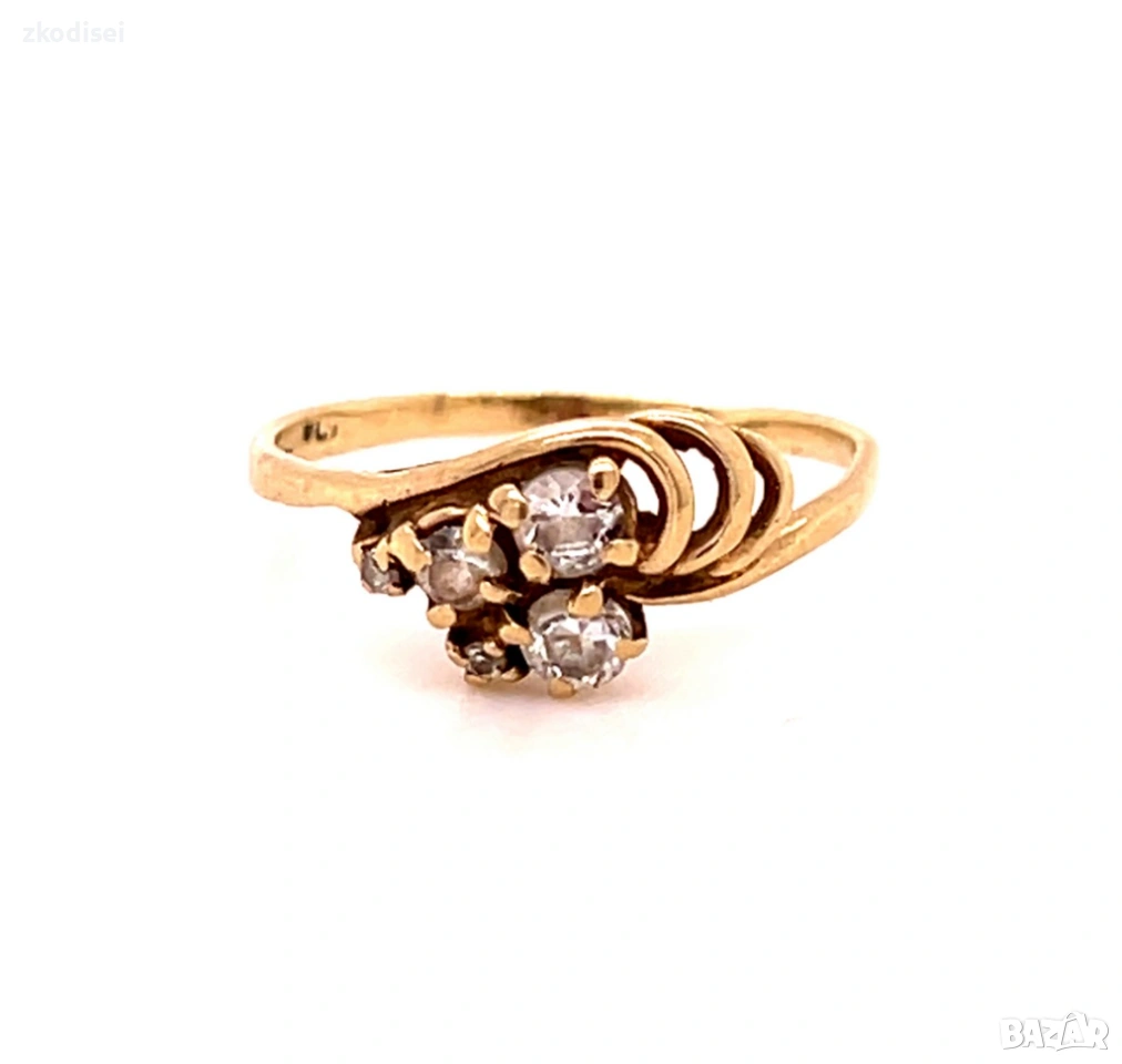 Златен дамски пръстен 1,29гр. размер:52 14кр. проба:585 модел:36411-3, снимка 1