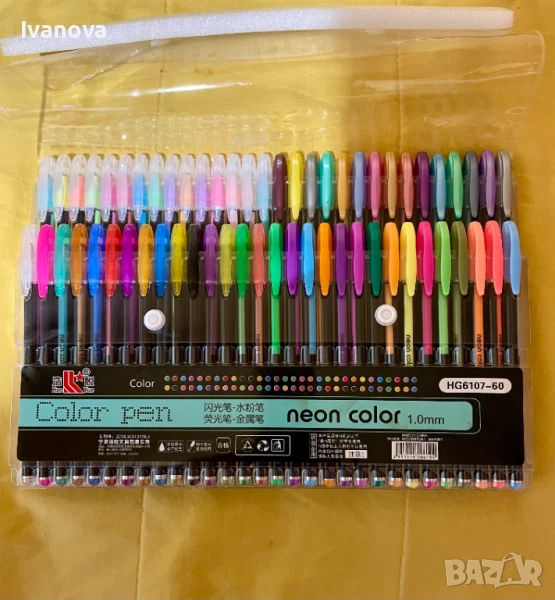✨ Комплект неонови гел химикалки – 60 цвята, 1.0 mm, снимка 1
