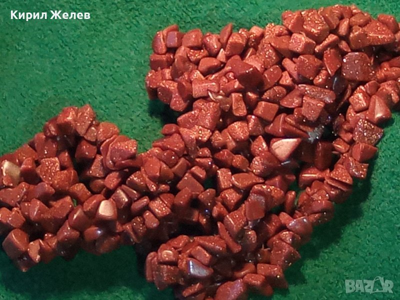 РАЗКОШНА СКЪПОЦЕННА ОГЪРЛИЦА РЕТРО СТИЛ КОЛИЕ НАТУРАЛЕН АВАНТЮРИН РЪЧНО НИЗАНИ КАМЪЧЕТА 34718, снимка 1