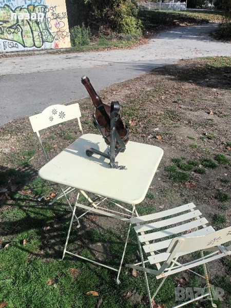 Маса с два стола метален комплект сгъваем, снимка 1