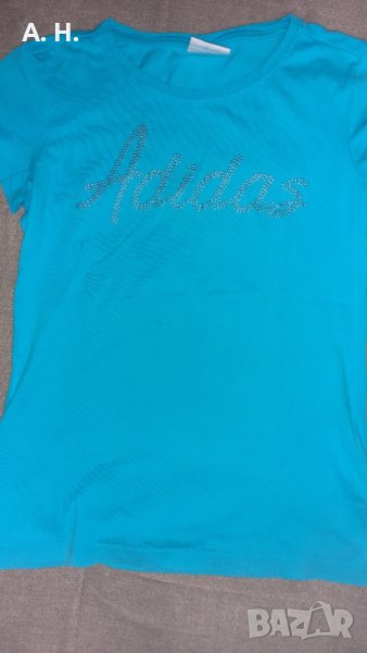 Синя дамска тениска Адидас, снимка 1